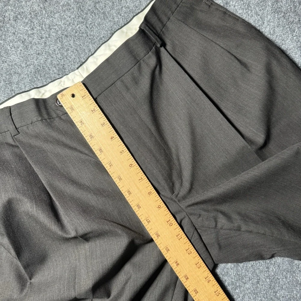 Brooks Brothers 346 Solid Dark Brown Dress Pants 100% Wool Men Fit 38x30